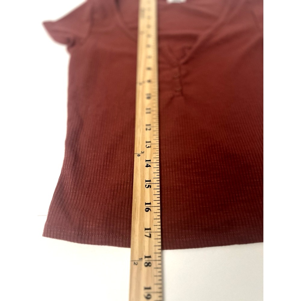 Garage Orange Button Detail Cropped Ribbed Tee‎ Extra Small - Picture 3 of 5